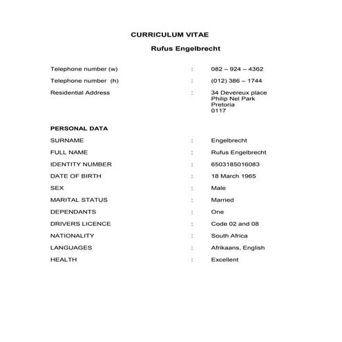 CURRICULUM VITAE OF RUFUS ENGELBRECHT no 3