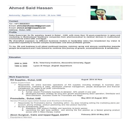 Ahmed said sales supervisor CV(13)