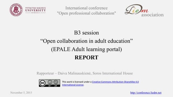 REPORT of "Open collaboration in adult education" session