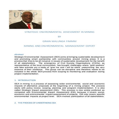 STRATEGIC ENVIRONMENTAL ASSESSMENT IN MINING