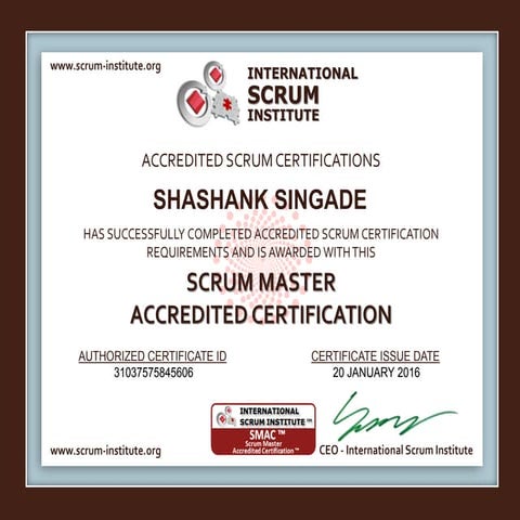 Scrum-Institute.org-Certified Scrum master - Shashank Singade