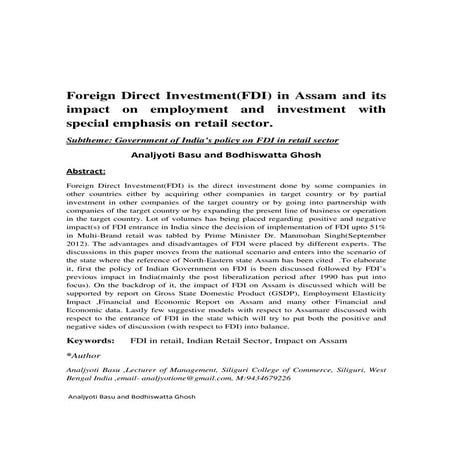 Foreign direct investment in india an analytical study | PDF