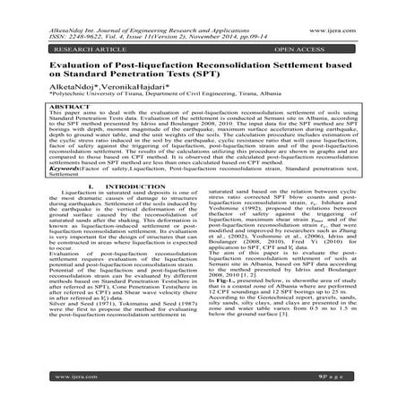 Evaluation of Post-liquefaction Reconsolidation Settlement based on Standard ...
