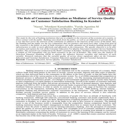 The Role of Consumer Education as Mediator of Service Quality on Customer Sat...