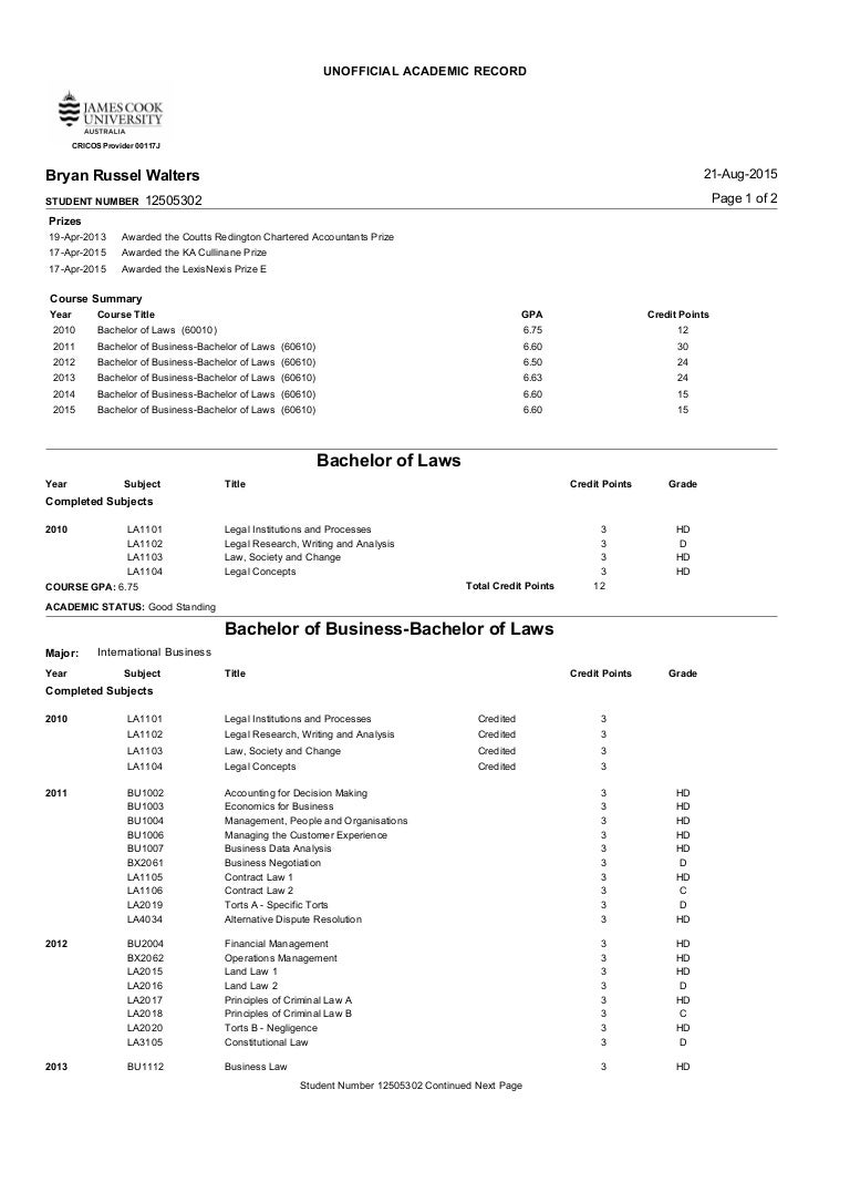 Final Academic Transcript