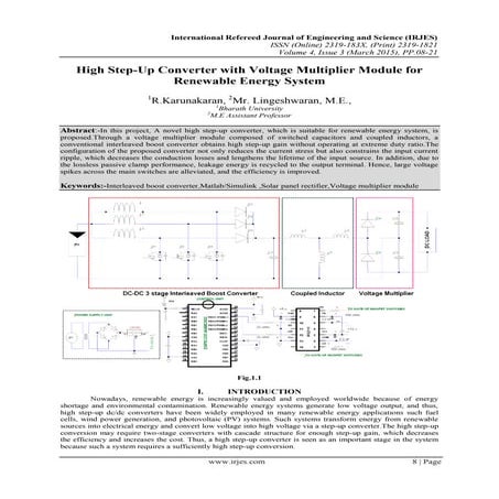 High Step-Up Converter with Voltage Multiplier Module for Renewable Energy Sy...