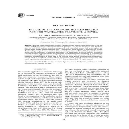 Anaerobic Baffled Reactor - A Review