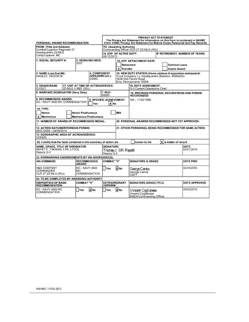 Navy &amp; Marine Corps Achievement Medal Citation - Phinizee 20150622