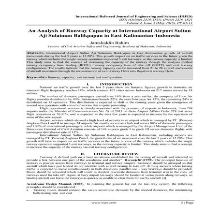An Analysis of Runway Capacity at International Airport Sultan Aji Sulaiman B...