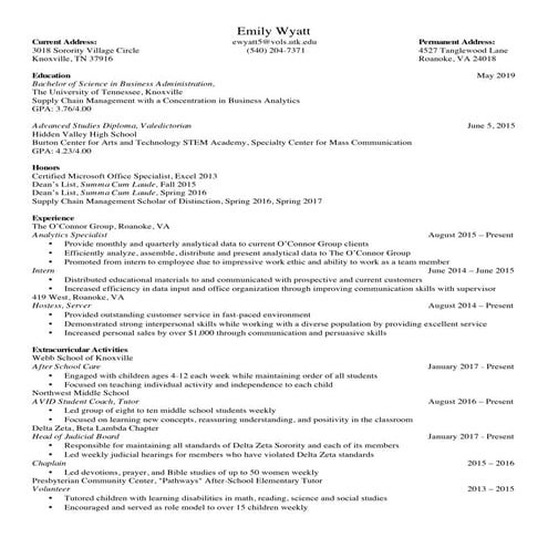 Emily Wyatt Resume 2:2017