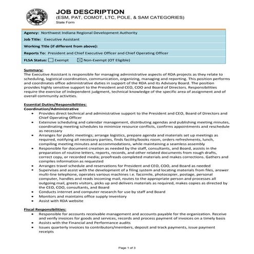Job Description - Executive Assistant