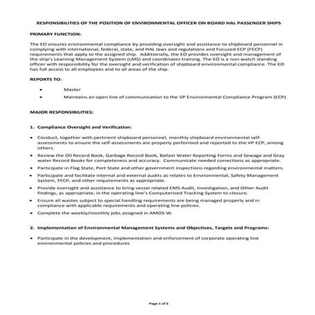 ENVIRONMENTAL OFFICER HAL | PDF