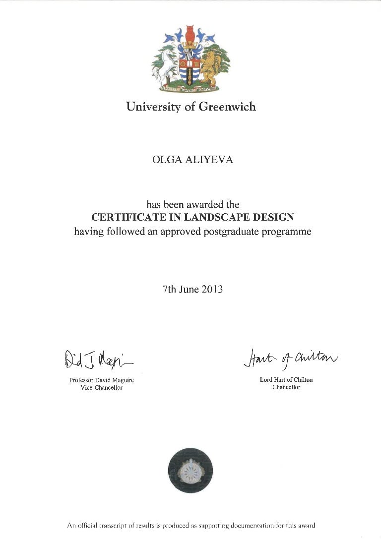 Certificate in landscape design