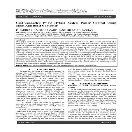 power management strategies for a grid-connected PV-FC Hybrid system | PDF
