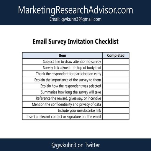 Email Survey Invitation Checklist