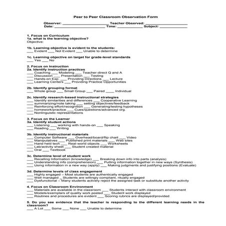 CONDUCT OF QUARTERLY WALK THROUGH OR FLEETING CLASSROOM OBSERVATION TO ...