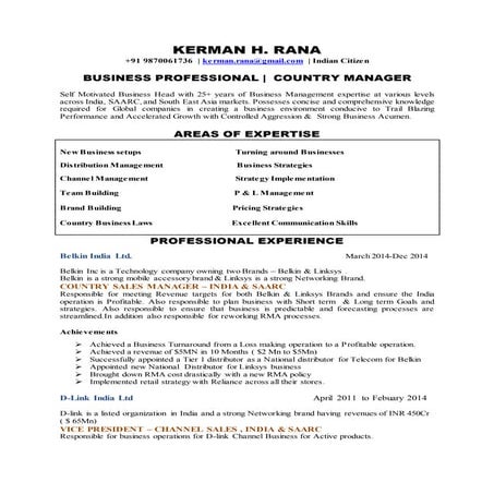 Kerman Rana resume April 2015
