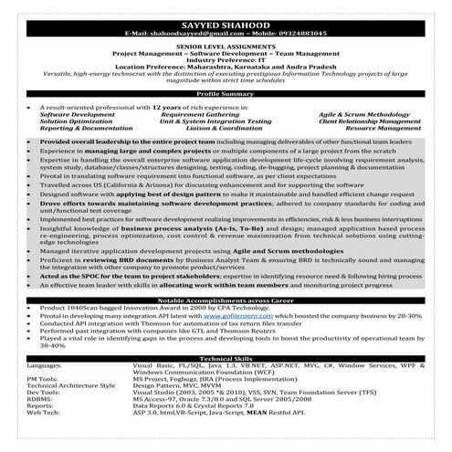 Sayyed Shahood Resume