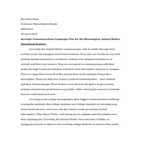 J431 Strategic Communications Campaign Plan