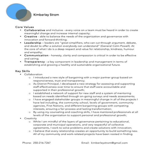 Kim Strom, CV, Public | PDF