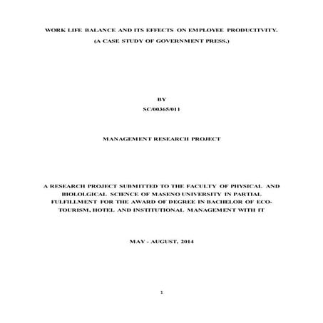 MANAGEMENT RESEARCH PROJECT