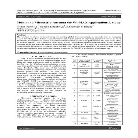 Multiband Microstrip Antenna for Wi-MAX Application-A study