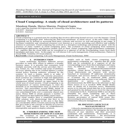 Cloud Computing: A study of cloud architecture and its patterns