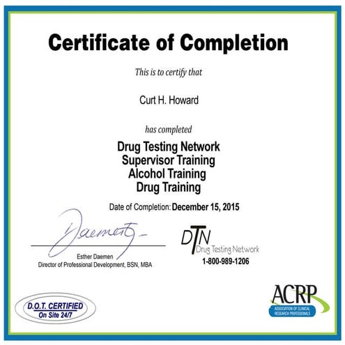 12 18 15   DRUG AND ALCOHOL TRAINING