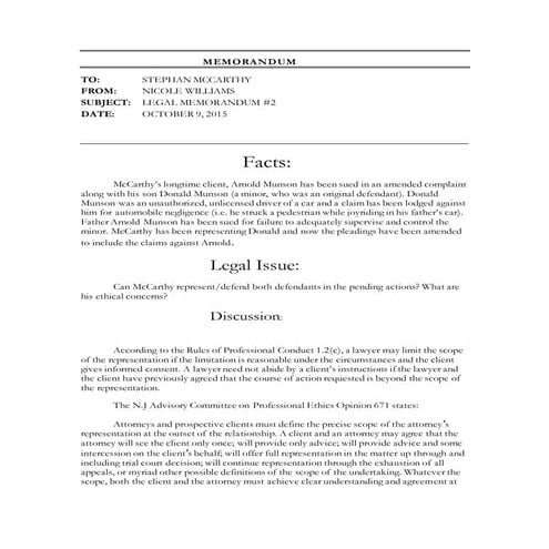 Legal Memo #2 Paralegalism