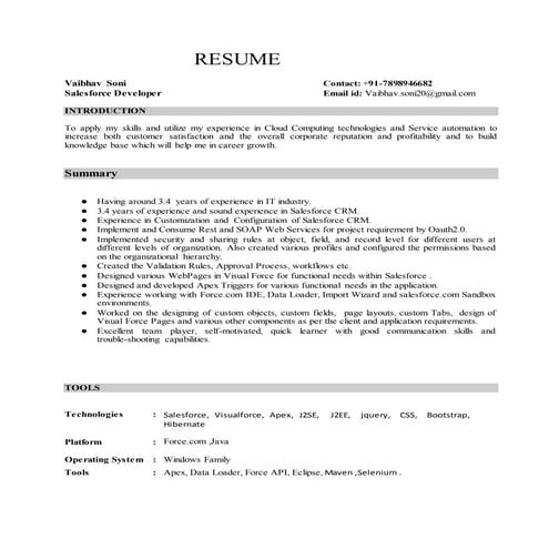 Resume latest Update