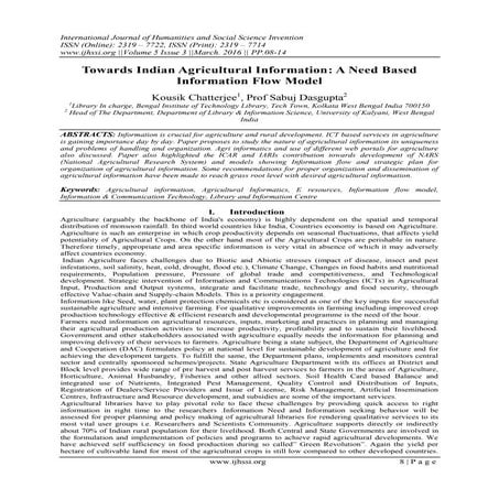 Towards Indian Agricultural Information: A Need Based Information Flow Model
