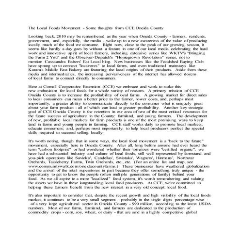 The Local Foods Movement - JPM for O-D