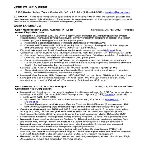 John Colthar Resume
