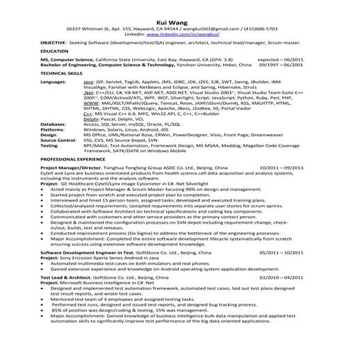 Kui Wang Resume
