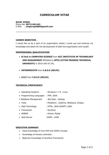 PHP Latest Resume
