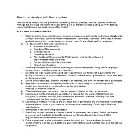 Business Analyst Job Description CLD_June2013