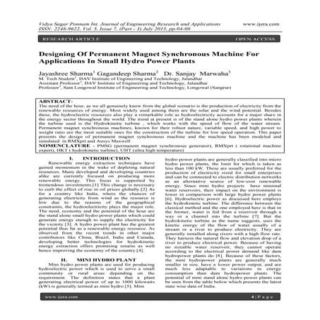 Designing Of Permanent Magnet Synchronous Machine For Applications In Small H...