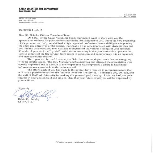 Galax Fire Chief Letter of Appreciation | PDF