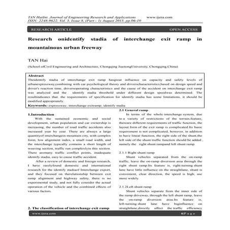 Research onidentify stadia of interchange exit ramp in mountainous urban freeway