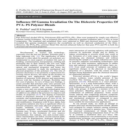 Influence Of Gamma Irradiation On The Dielectric Properties Of PVA- PS Polyme...