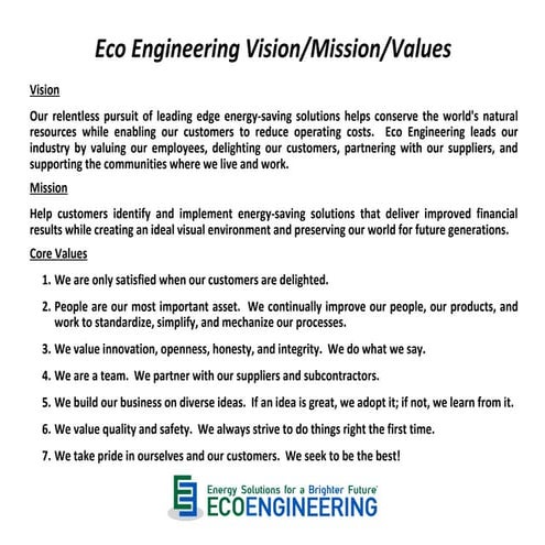 Eco Vision Mission Values | DOC