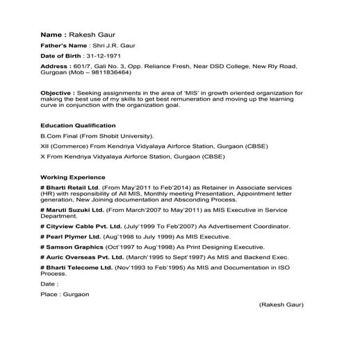 Rakesh Gaur CV New | PDF