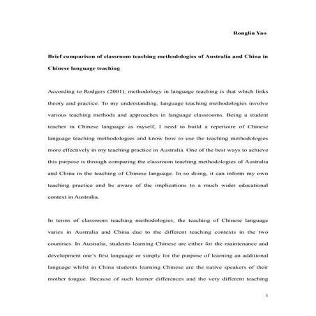 Brief comparison of classroom teaching methodologies