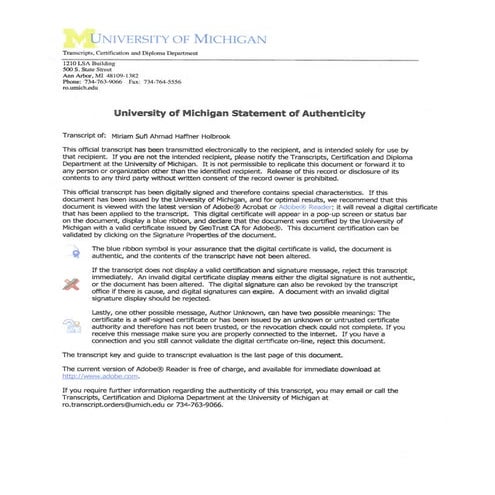 UofM MSW Transcript for Upload | PDF