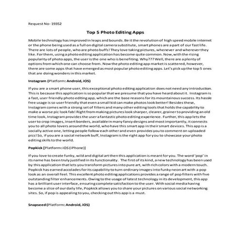 Top 5 Photo editing apps
