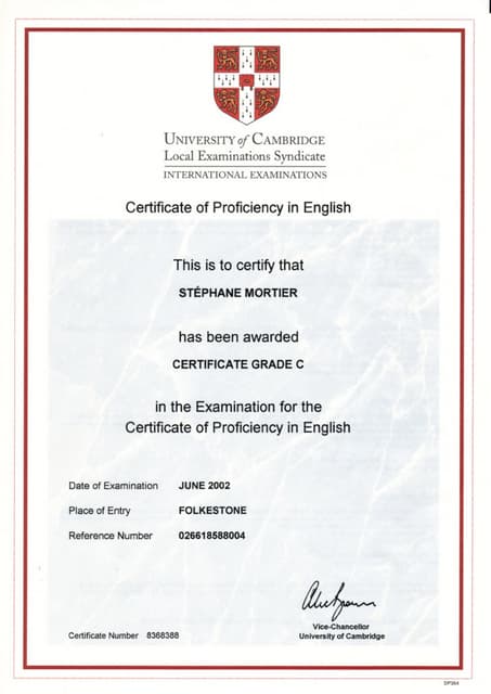 Diploma-Certificate of Proficiency in English