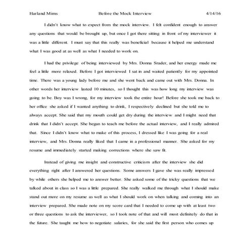 Before Mock Interview