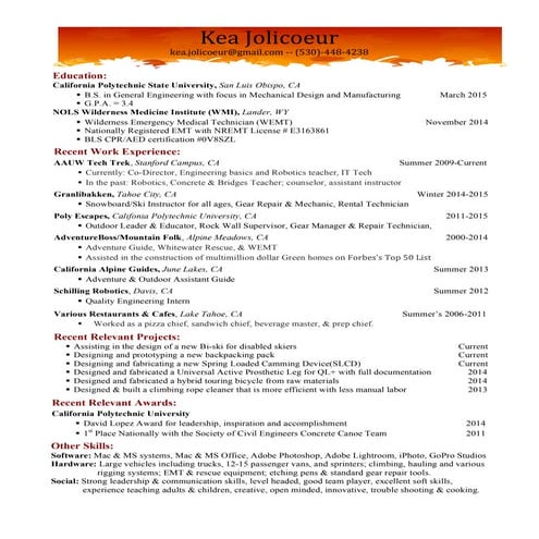 Outdoor Resume pdf | PDF