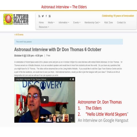 Interview with Astronaut Don thomas