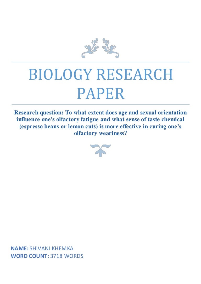 BIOLOGY RESEARCH PAPER